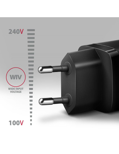 MOBILE CHARGER WALL USB 20W/2PORT BLACK ACU-PQ20 AXAGON