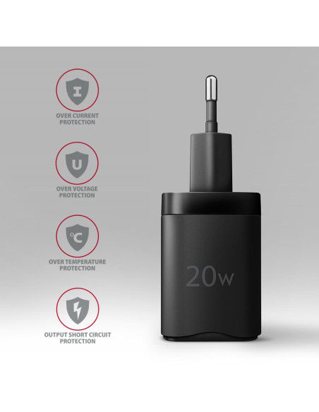 MOBILE CHARGER WALL USB 20W/2PORT BLACK ACU-PQ20 AXAGON