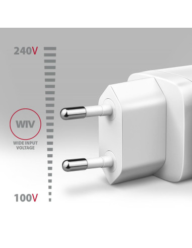 MOBILE CHARGER WALL USB 20W/2PORT WHITE ACU-PQ20W AXAGON