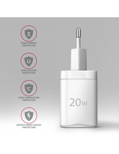 MOBILE CHARGER WALL USB 20W/2PORT WHITE ACU-PQ20W AXAGON