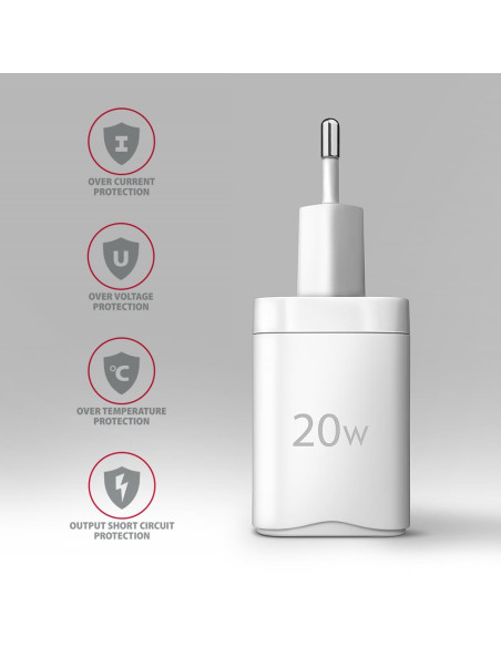 MOBILE CHARGER WALL USB 20W/2PORT WHITE ACU-PQ20W AXAGON