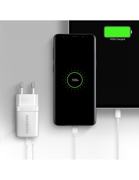 MOBILE CHARGER WALL USB 20W/2PORT WHITE ACU-PQ20W AXAGON