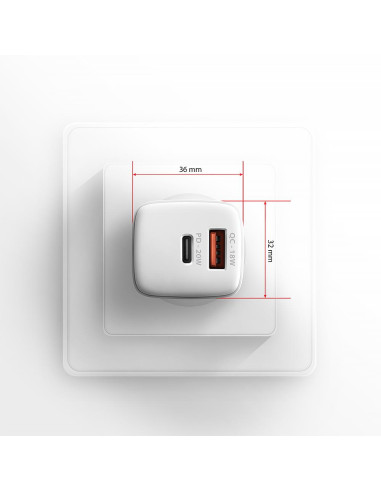 MOBILE CHARGER WALL USB 20W/2PORT WHITE ACU-PQ20W AXAGON