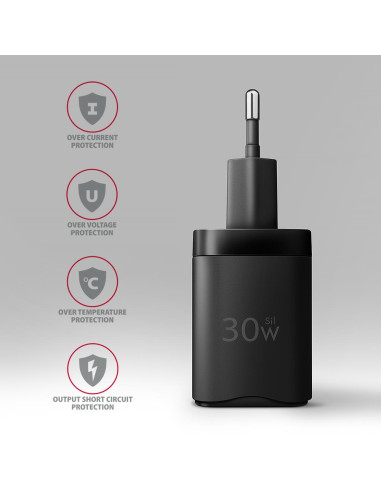 MOBILE CHARGER WALL USB-C 30W/1PORT BLACK ACU-PD30 AXAGON