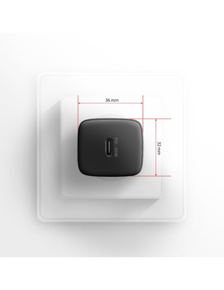 MOBILE CHARGER WALL USB-C 30W/1PORT BLACK ACU-PD30 AXAGON