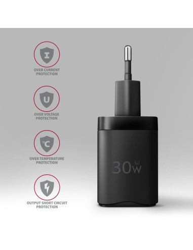 MOBILE CHARGER WALL USB 30W/2PORT BLACK ACU-PQ30 AXAGON