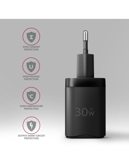 MOBILE CHARGER WALL USB 30W/2PORT BLACK ACU-PQ30 AXAGON