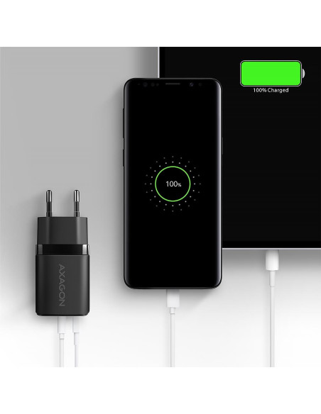 MOBILE CHARGER WALL USB 30W/2PORT BLACK ACU-PQ30 AXAGON