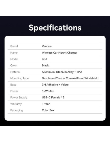 MOBILE CHARGER CAR MAGNETIC/WRL BLACK KSJB0 VENTION