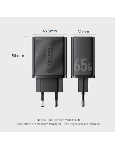 MOBILE CHARGER WALL 65W USB/3P WHITE FERW0-EU VENTION