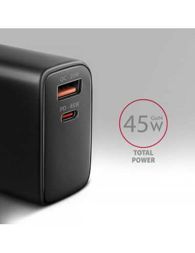 MOBILE CHARGER WALL USB 45W/GAN 2PORT ACU-PQ45 AXAGON