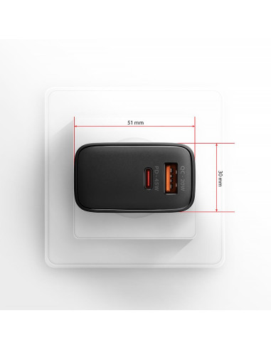 MOBILE CHARGER WALL USB 45W/GAN 2PORT ACU-PQ45 AXAGON