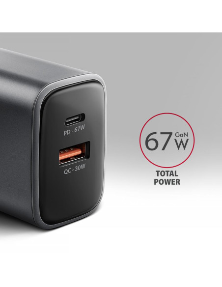 MOBILE CHARGER WALL USB 67W/GAN 2PORT ACU-PQ67 AXAGON