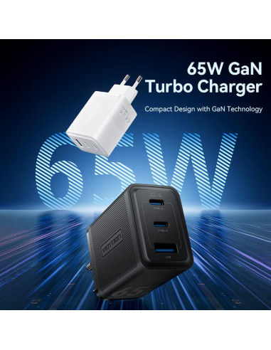 MOBILE CHARGER WALL 65W USB/3P BLACK FERB0-EU VENTION