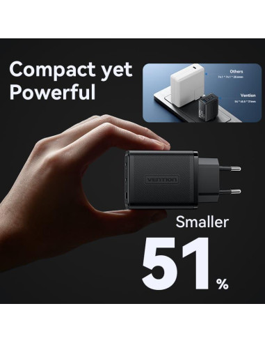 MOBILE CHARGER WALL 65W USB/3P BLACK FERB0-EU VENTION