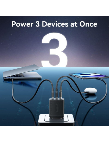 MOBILE CHARGER WALL 65W USB/3P BLACK FERB0-EU VENTION