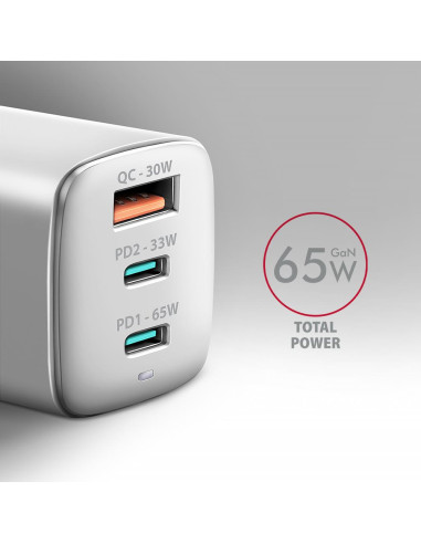 MOBILE CHARGER WALL USB 65W/GAN 3PORT ACU-DPQ65W AXAGON