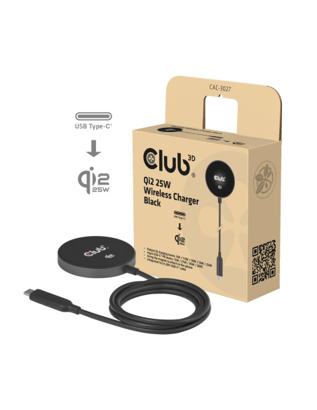 MOBILE CHARGER QI2 MAGSAFE/25W BLACK CAC-3027 CLUB3D