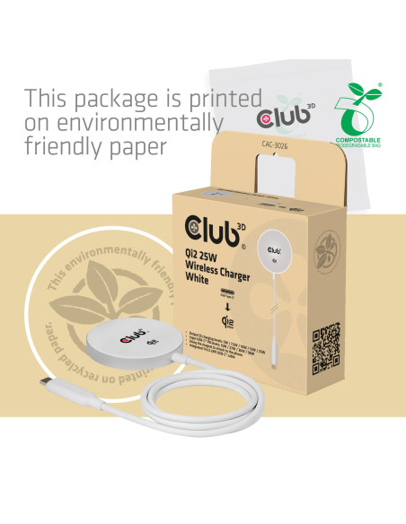 MOBILE CHARGER QI2 MAGSAFE/25W WH CAC-3026 CLUB3D