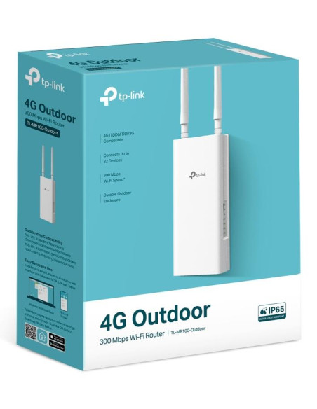 Wireless Router, TP-LINK, TL-MR100-OUTDOOR, Wi-Fi 4 (802.11n), Data speed 300 Mbit/s, Ethernet WAN Yes, DSL WAN Yes, SIM card s
