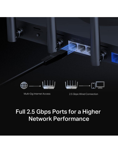 Wireless Router, MERCUSYS, Router, IEEE 802.11a/b/g, IEEE 802.11n, IEEE 802.11ac, IEEE 802.11ax, 3x2.5GbE, LAN WAN ports 1, Num