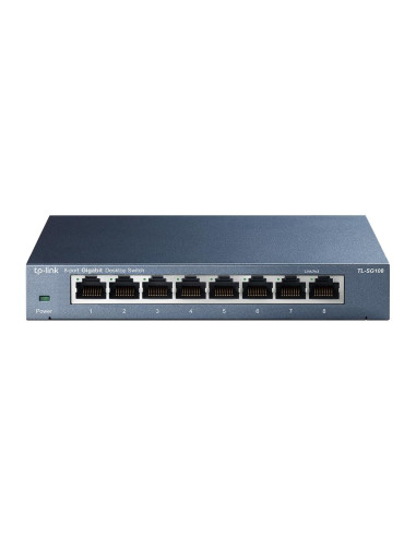 Switch, TP-LINK, TP-Link TL-SG108, Switch type Unmanaged, 8xRJ-45 ports, RJ-45 Ports Type Gigabit Ethernet (10/100/1000), 8xGig
