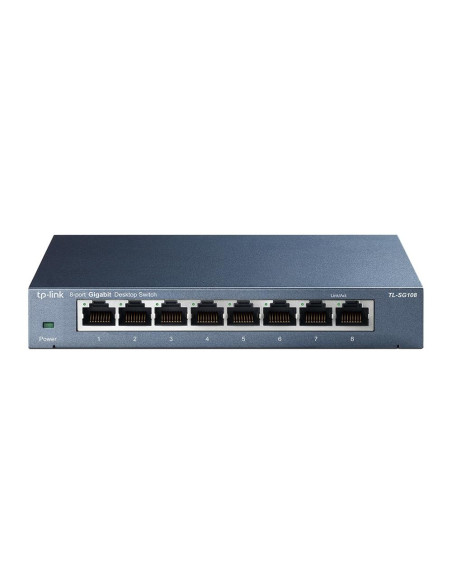 Switch, TP-LINK, TP-Link TL-SG108, Switch type Unmanaged, 8xRJ-45 ports, RJ-45 Ports Type Gigabit Ethernet (10/100/1000), 8xGig