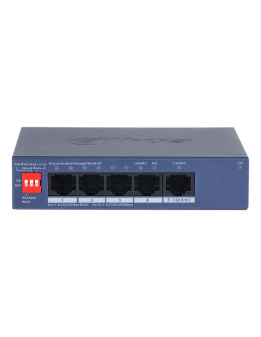 Switch, DAHUA, DH-CS4005-4ET1GT-36, Switch layer L2, 4xRJ-45 ports, RJ-45 Ports Type Fast Ethernet (10/100), 1xGigabit Ethernet
