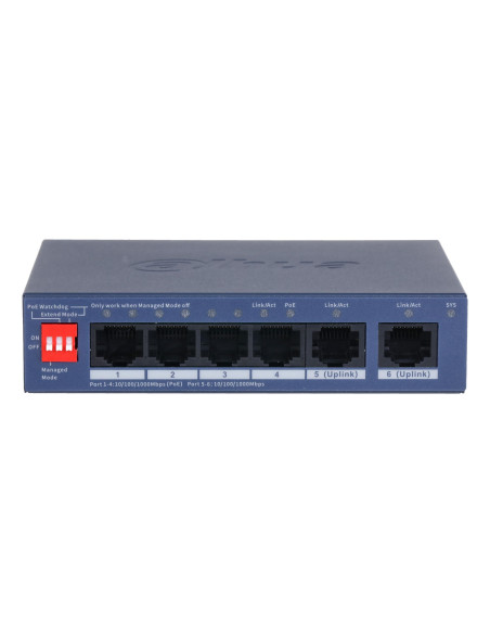 Switch, DAHUA, CS4006-4GT-36, Switch type Managed, Switch layer L2, Form factor Desktop/Wall-Mounting, 4xRJ-45 ports, RJ-45 Por