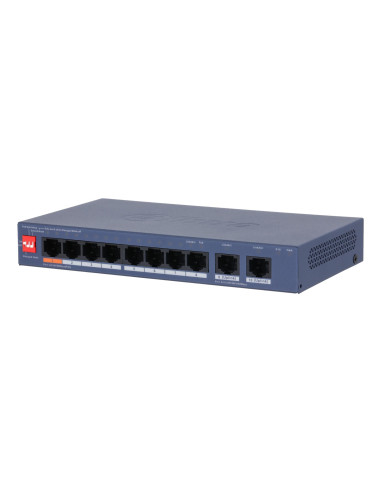 Switch, DAHUA, DH-CS4010-8ET2GT-60, Switch layer L2, 8xRJ-45 ports, RJ-45 Ports Type Fast Ethernet (10/100), 2xGigabit Ethernet