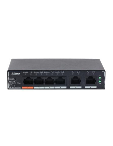 Switch, DAHUA, DH-SG4006P, Switch layer L2, 6xRJ-45 ports, RJ-45 Ports Type Gigabit Ethernet (10/100/1000), 4xPower over Ethern