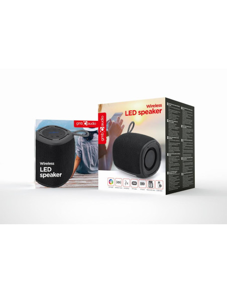 Portable Speaker, GEMBIRD, Black, Portable/Wireless, 1xUSB-C, Bluetooth, SPK-BT-LED-03-BK
