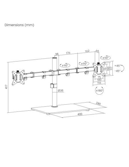 MONITOR ACC DESK STAND 17-32"/DUAL MS-D2ST-01 GEMBIRD