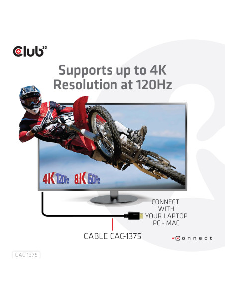 CABLE HDMI TO HDMI 5M/M/M CAC-1375 CLUB3D