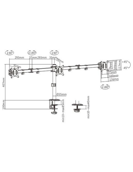 DISPLAY ACC MOUNTING ARM/17-27" MA-D3-01 GEMBIRD