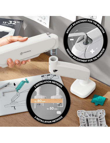 MONITOR ACC DESK MOUNT/13-32" WHITE G80-W ONKRON