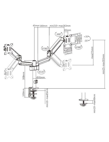DISPLAY ACC MOUNTING ARM/17-32" MA-DA2P-01 GEMBIRD