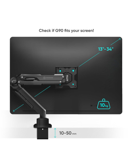 MONITOR ACC DESK MOUNT/13-34" BLACK G90-B ONKRON