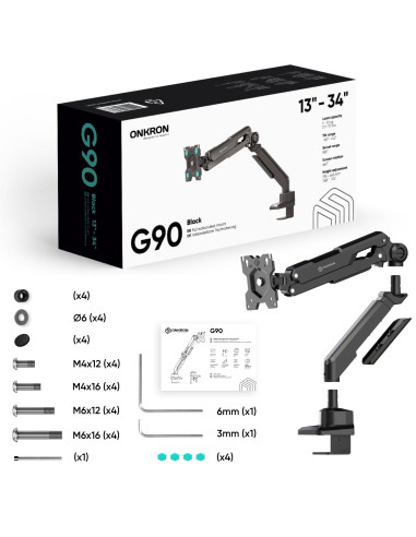MONITOR ACC DESK MOUNT/13-34" BLACK G90-B ONKRON