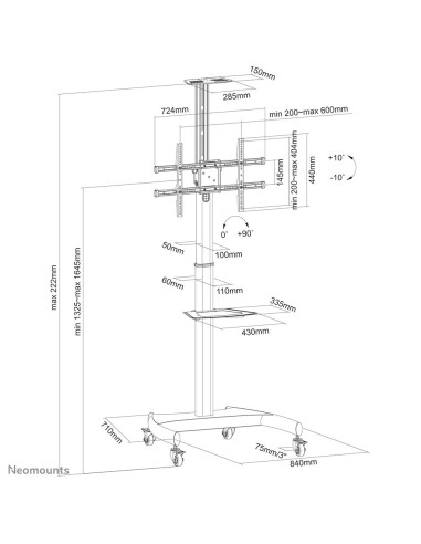 TV SET ACC FLOOR STAND BLACK/37-70" PLASMA-M1900E NEOMOUNTS