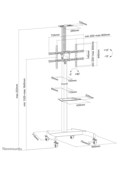 TV SET ACC FLOOR STAND BLACK/37-70" PLASMA-M1900E NEOMOUNTS