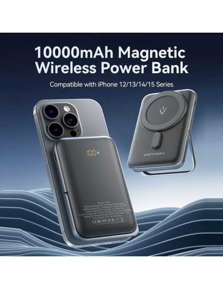 POWER BANK WRL 10000MAH 20W/MAGNETIC BLACK FHNB0 VENTION