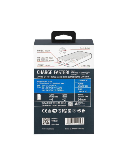POWER BANK USB 20000MAH/VA2521 RIVACASE