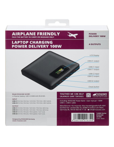 POWER BANK USB 25800MAH/VA1091 RIVACASE