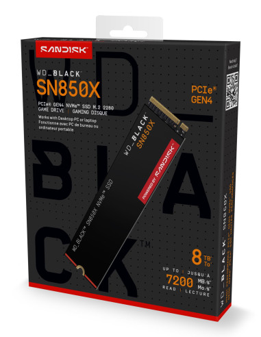 SSD, SANDISK, 4800xTBW rating, Read speed 7200 MB/s, Write speed 6600 MB/s, NVMe Yes, PCI Express 4.0, M.2, 8000 GB, POWERED BY