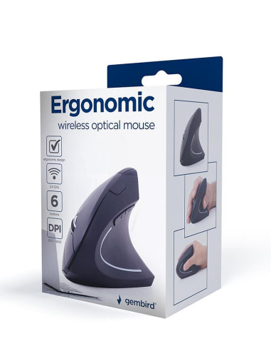 MOUSE USB OPTICAL WRL BLACK/ERGONOMIC MUSW-ERGO-01 GEMBIRD