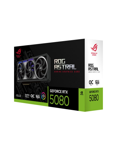 Graphics Card, ASUS, NVIDIA GeForce RTX 5080, 16 GB, GDDR7, 256 bit, PCIE 5.0 16x, Triple slot Fansink, 2xHDMI, 3xDisplayPort, 