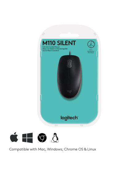 MOUSE USB OPTICAL B110 SILENT/BLACK 910-005508 LOGITECH