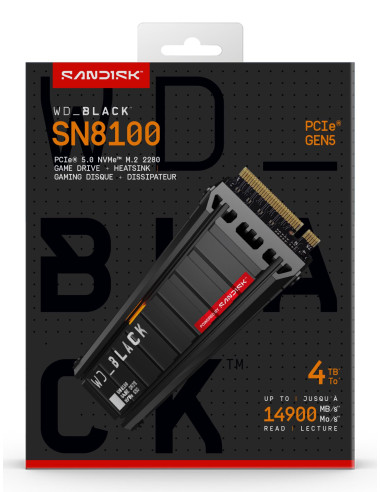 SSD, SANDISK, 2400xTBW rating, NVMe Yes, PCI Express 5.0, M.2, 4000 GB, WDS400T1XHM-00CMT0