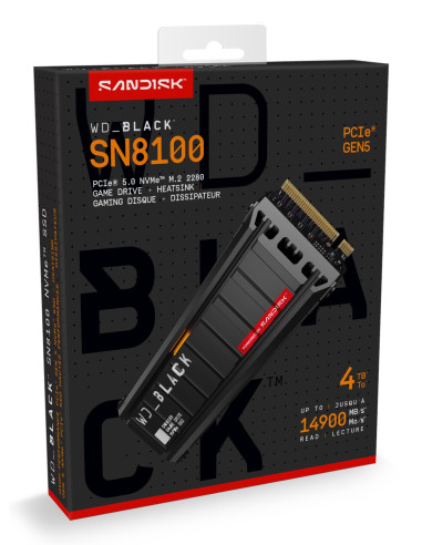 SSD, SANDISK, 2400xTBW rating, NVMe Yes, PCI Express 5.0, M.2, 4000 GB, WDS400T1XHM-00CMT0